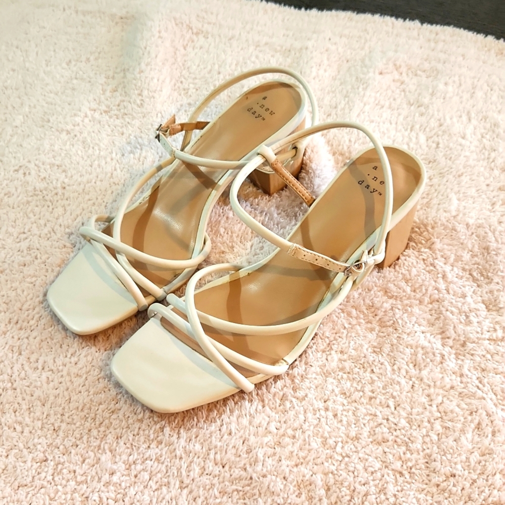 Target a new day white square toe strappy sandal heel